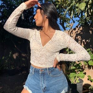 White long sleeve top